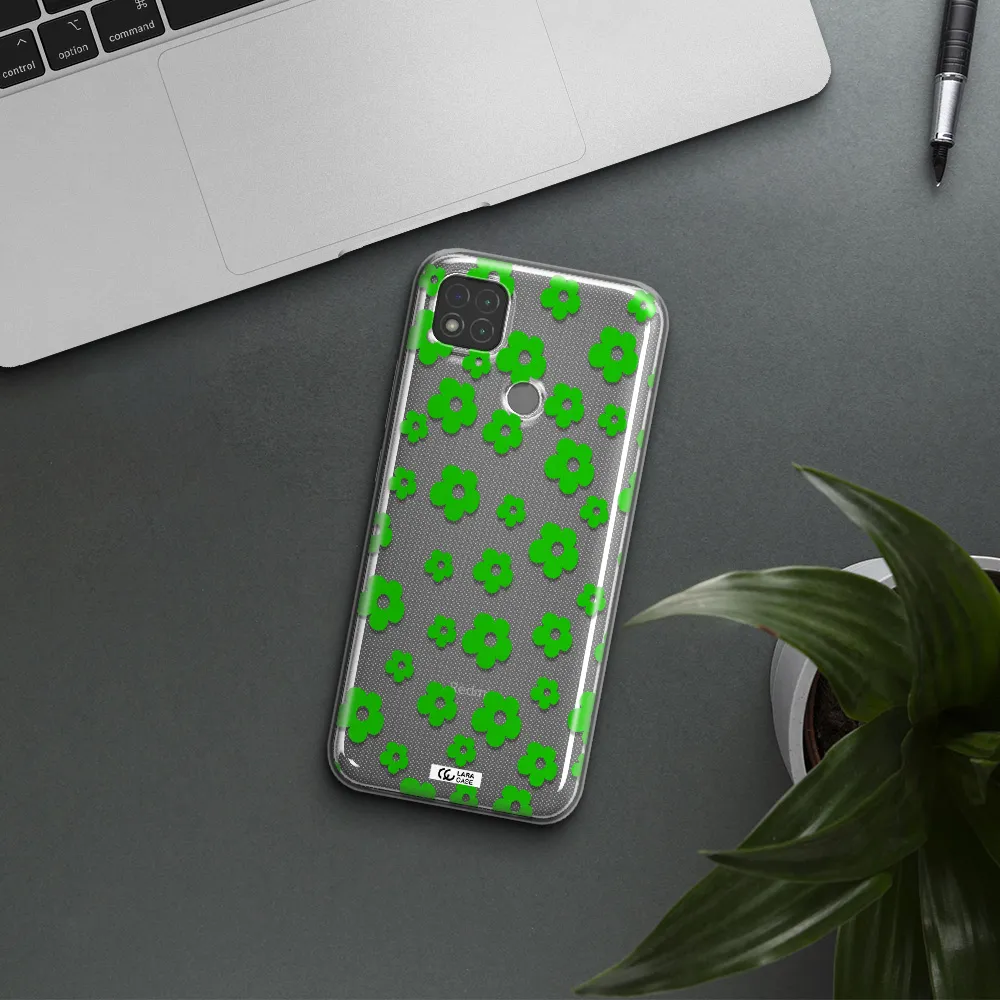 Five Petal Green Flower Xiaomi Redmi 9C Clear TPU Case