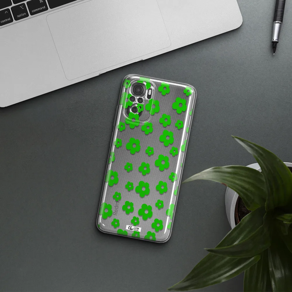 Five Petal Green Flower Xiaomi Redmi Note 10S Clear Tpu Case
