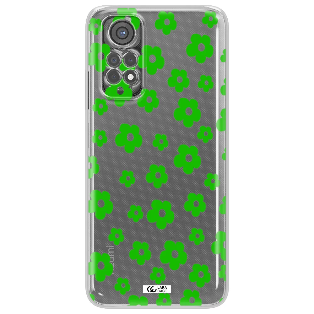 Five Petal Green Flower Xiaomi Redmi Note 11S Clear Tpu Case