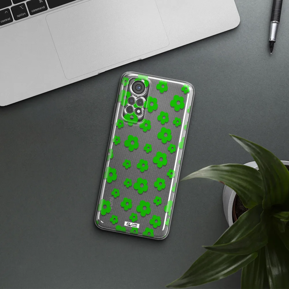 Five Petal Green Flower Xiaomi Redmi Note 11S Clear Tpu Case