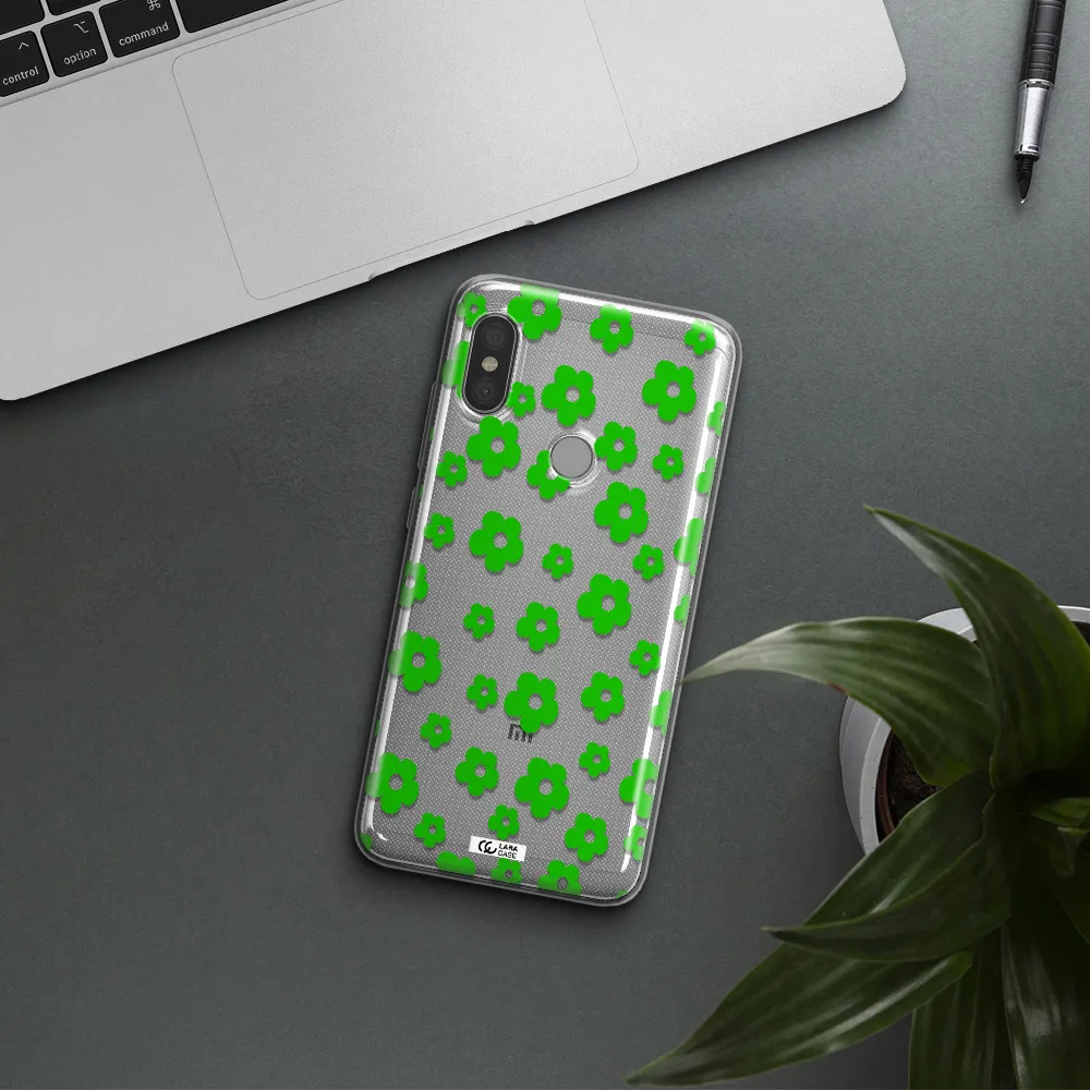 Five Petal Green Flower Xiaomi Redmi Note 6 Pro Clear TPU Case