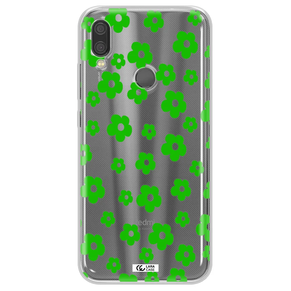 Five Petal Green Flower Xiaomi Redmi Note 7 Clear TPU Case