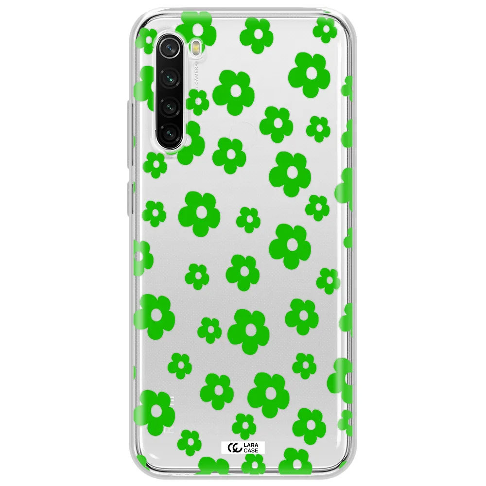 Five Petal Green Flower Xiaomi Redmi Note 8T Clear Tpu Case