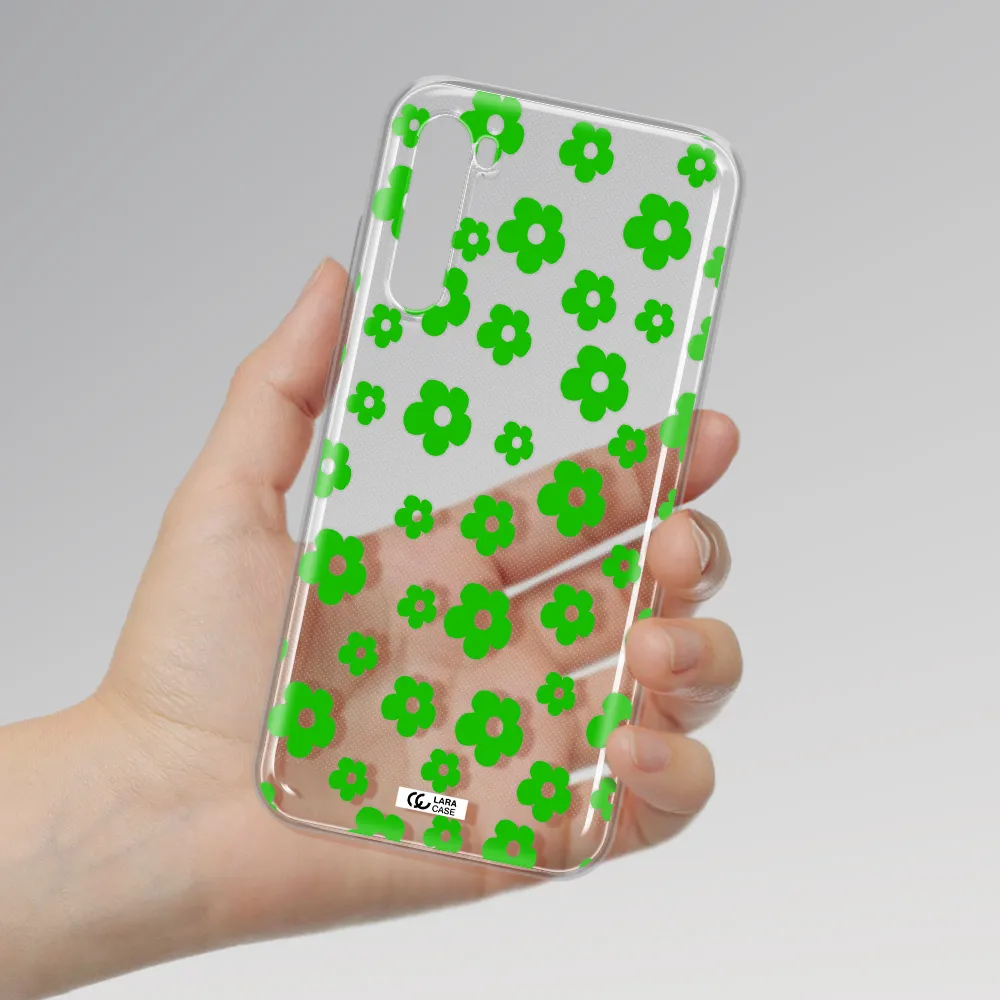 Five Petal Green Flower Xiaomi Redmi Note 8T Clear Tpu Case