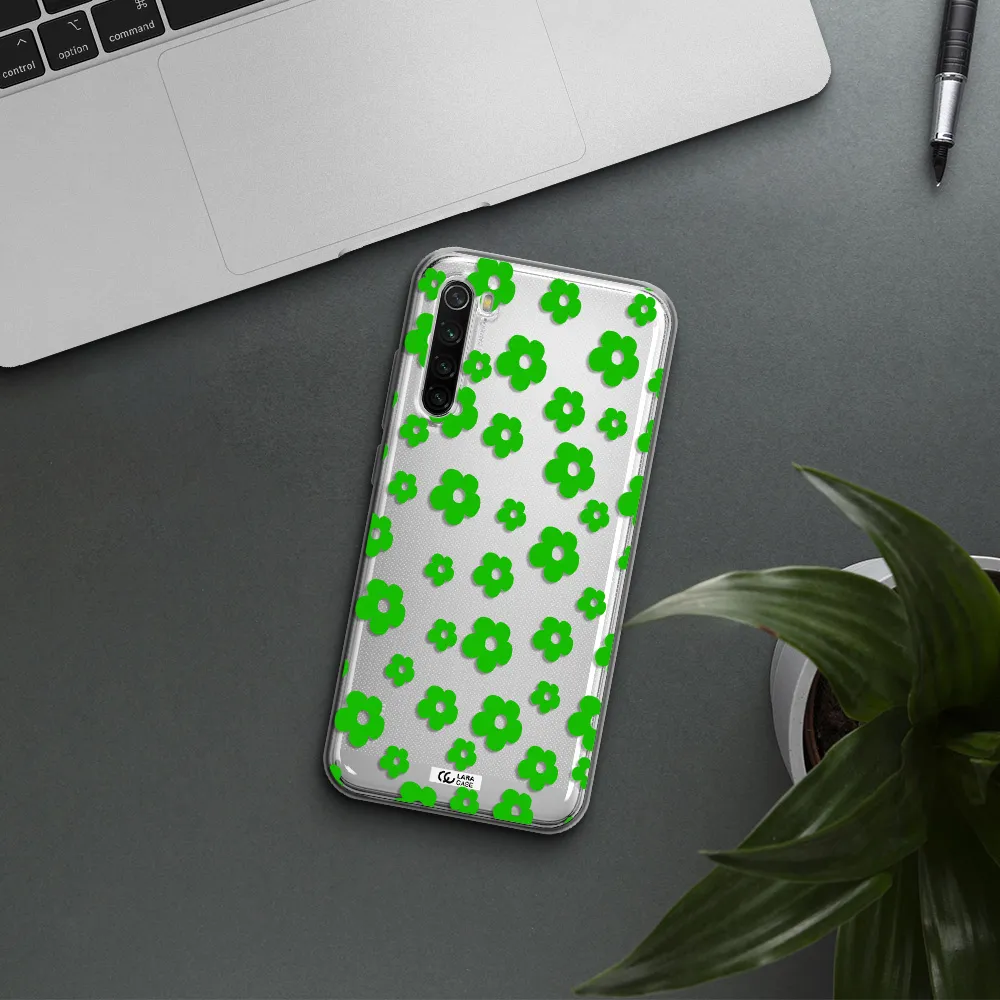 Five Petal Green Flower Xiaomi Redmi Note 8T Clear Tpu Case