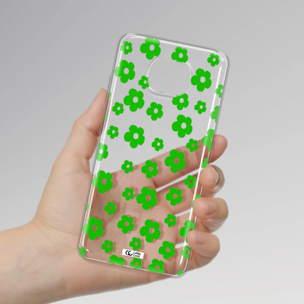 Five Petal Green Flower Xiaomi Redmi Note 9T Clear Tpu Case