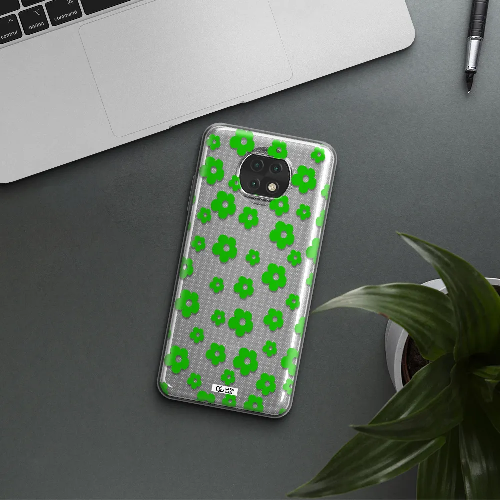 Five Petal Green Flower Xiaomi Redmi Note 9T Clear Tpu Case