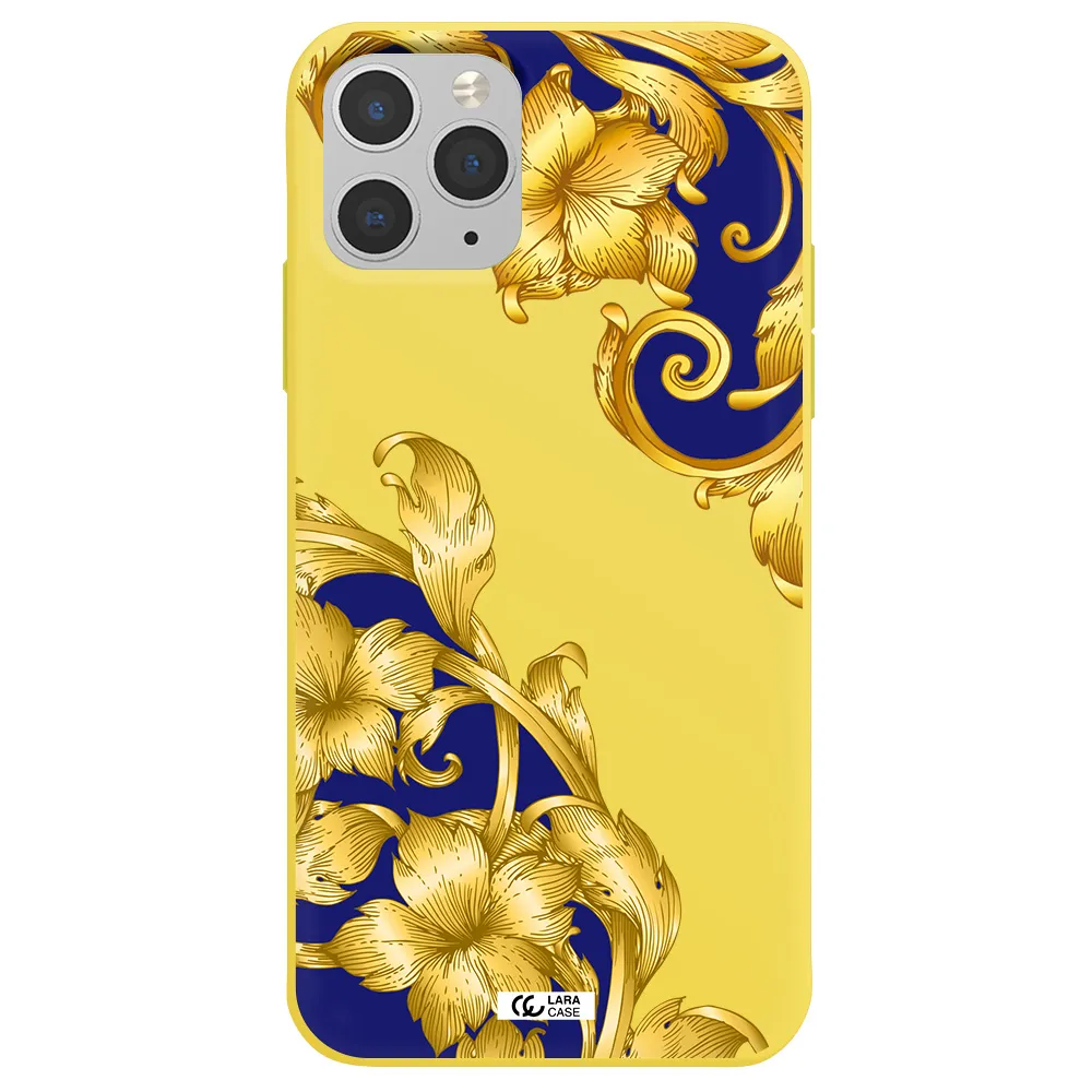 Golden Baroque Apple iPhone 11 pro max Silicone canary yellow Case