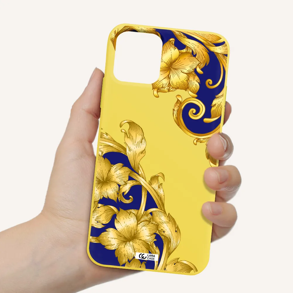 Golden Baroque Apple iPhone 11 pro max Silicone canary yellow Case