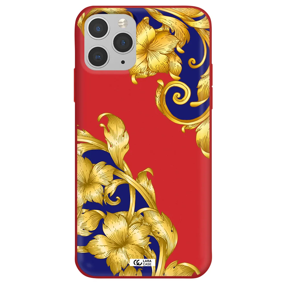 Golden Baroque Apple iPhone 11 pro max Silicone Imperial Red Case