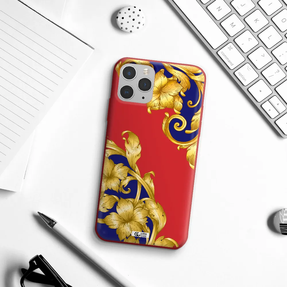 Golden Baroque Apple iPhone 11 pro max Silicone Imperial Red Case