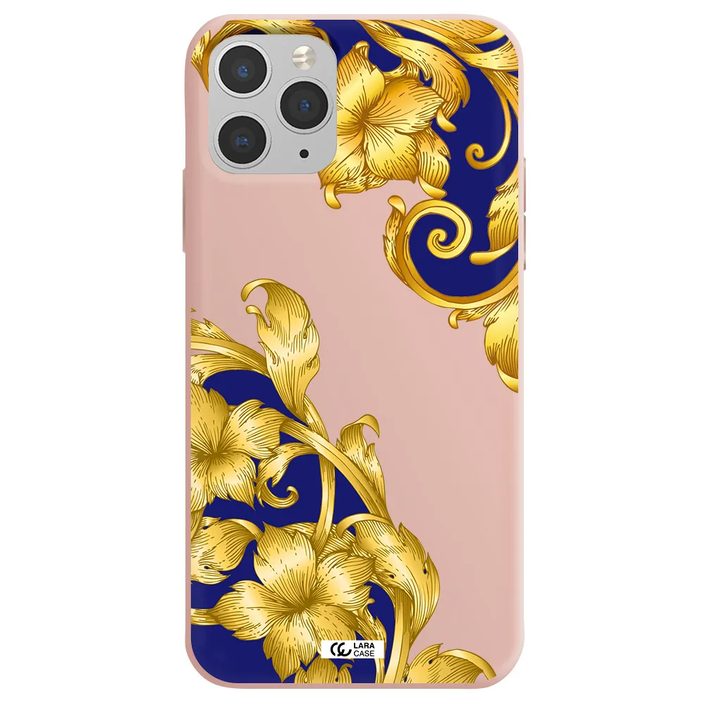 Golden Baroque Apple iPhone 11 pro max Silicone pastel pink Case