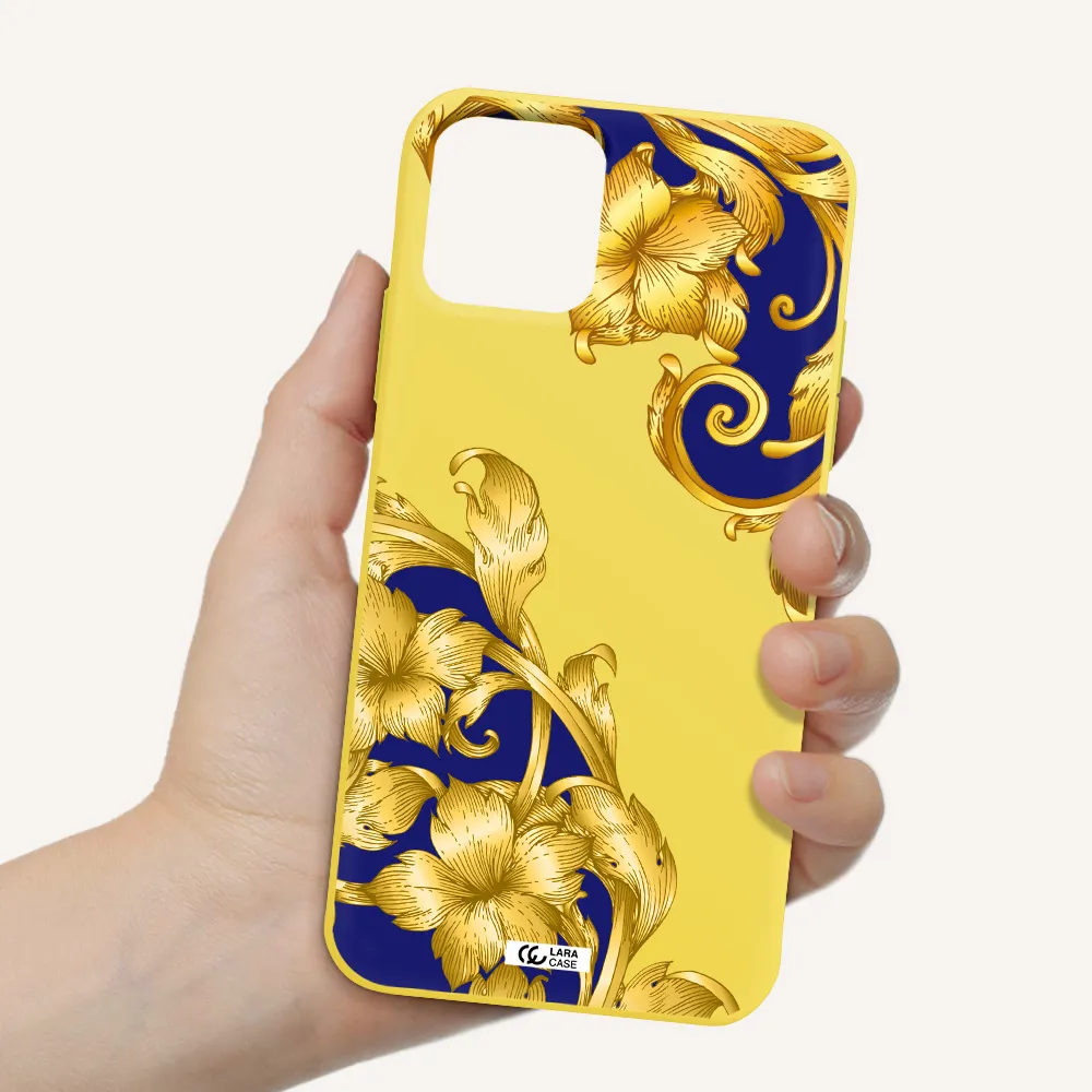 Golden Baroque Apple iPhone 11 pro Silicone canary yellow Case