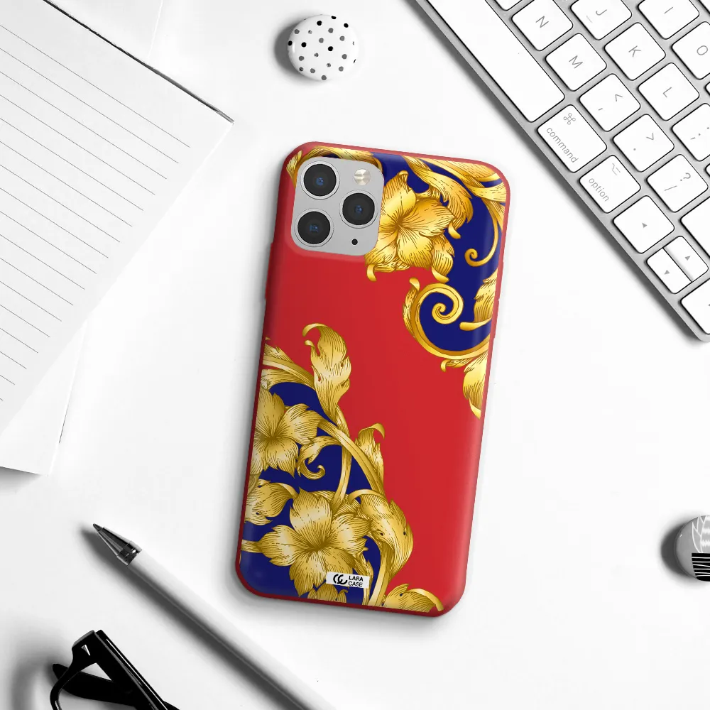 Golden Baroque Apple iPhone 11 pro Silicone Imperial Red Case