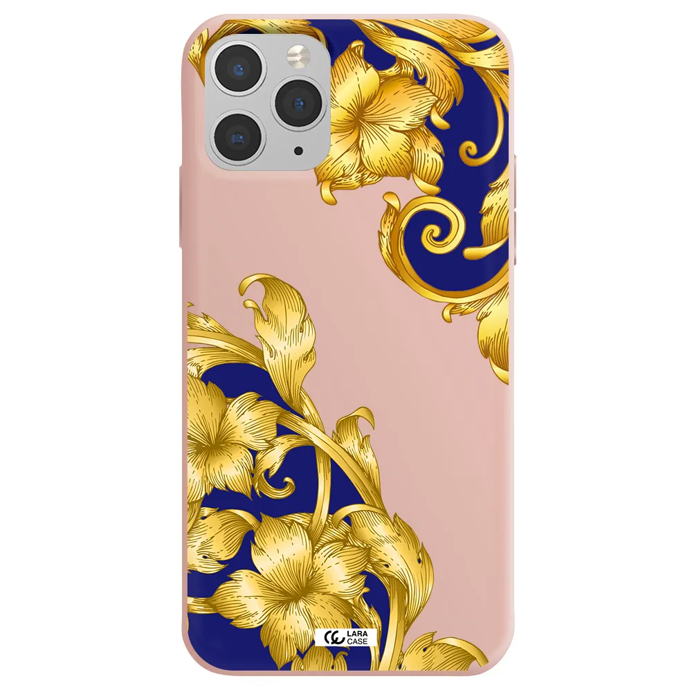Golden Baroque Apple iPhone 11 pro Silicone pastel pink Case
