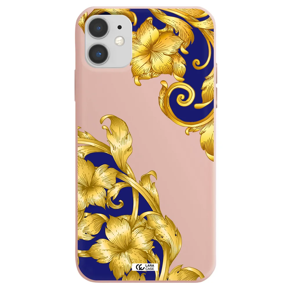 Golden Baroque Apple iPhone 11 Silicone pastel pink Case
