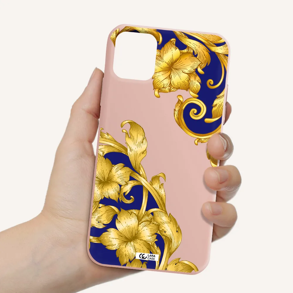 Golden Baroque Apple iPhone 11 Silicone pastel pink Case