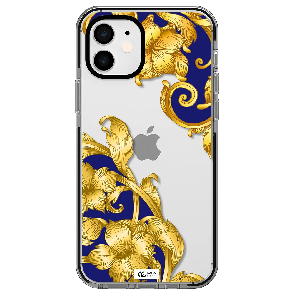 Golden Baroque Apple iPhone 12 impact black border Case