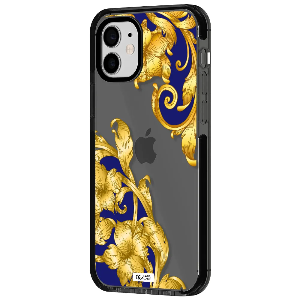 Golden Baroque Apple iPhone 12 impact Smoke Black Case