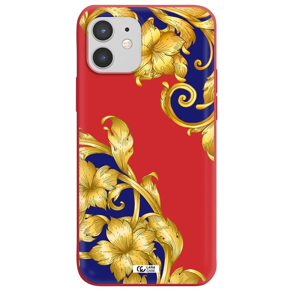 Golden Baroque Apple iPhone 12 mini Silicone Imperial Red Case