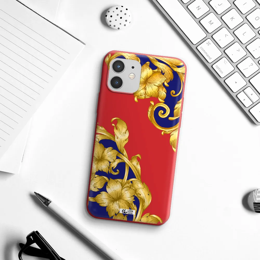 Golden Baroque Apple iPhone 12 mini Silicone Imperial Red Case