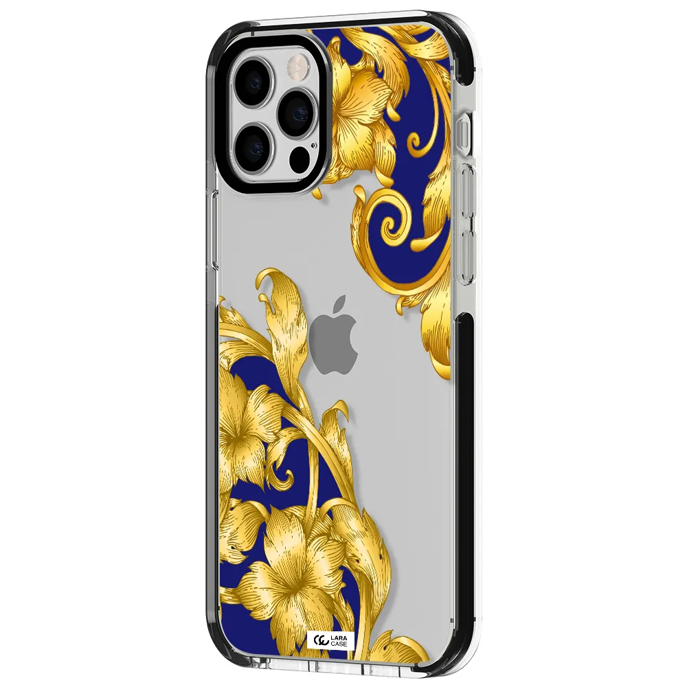 Golden Baroque Apple iPhone 12 pro impact black border Case