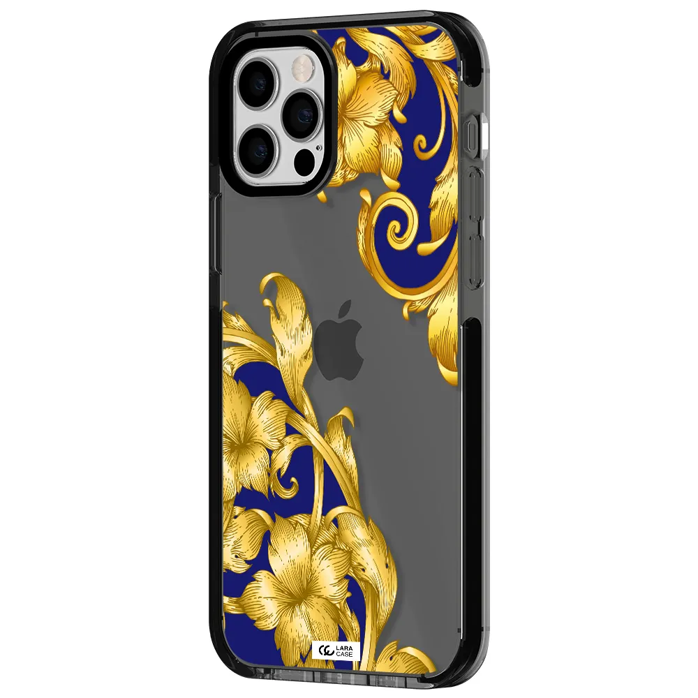Golden Baroque Apple iPhone 12 pro impact Smoke Black Case