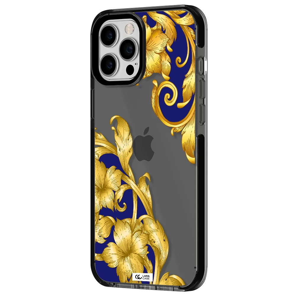 Golden Baroque Apple iPhone 12 pro max impact Smoke Black Case