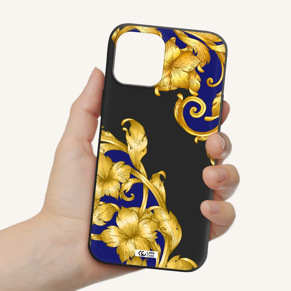 Golden Baroque Apple iPhone 12 pro max Silicone black Case