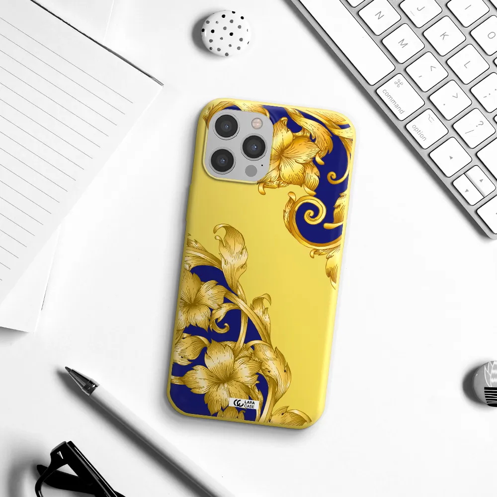 Golden Baroque Apple iPhone 12 pro max Silicone canary yellow Case