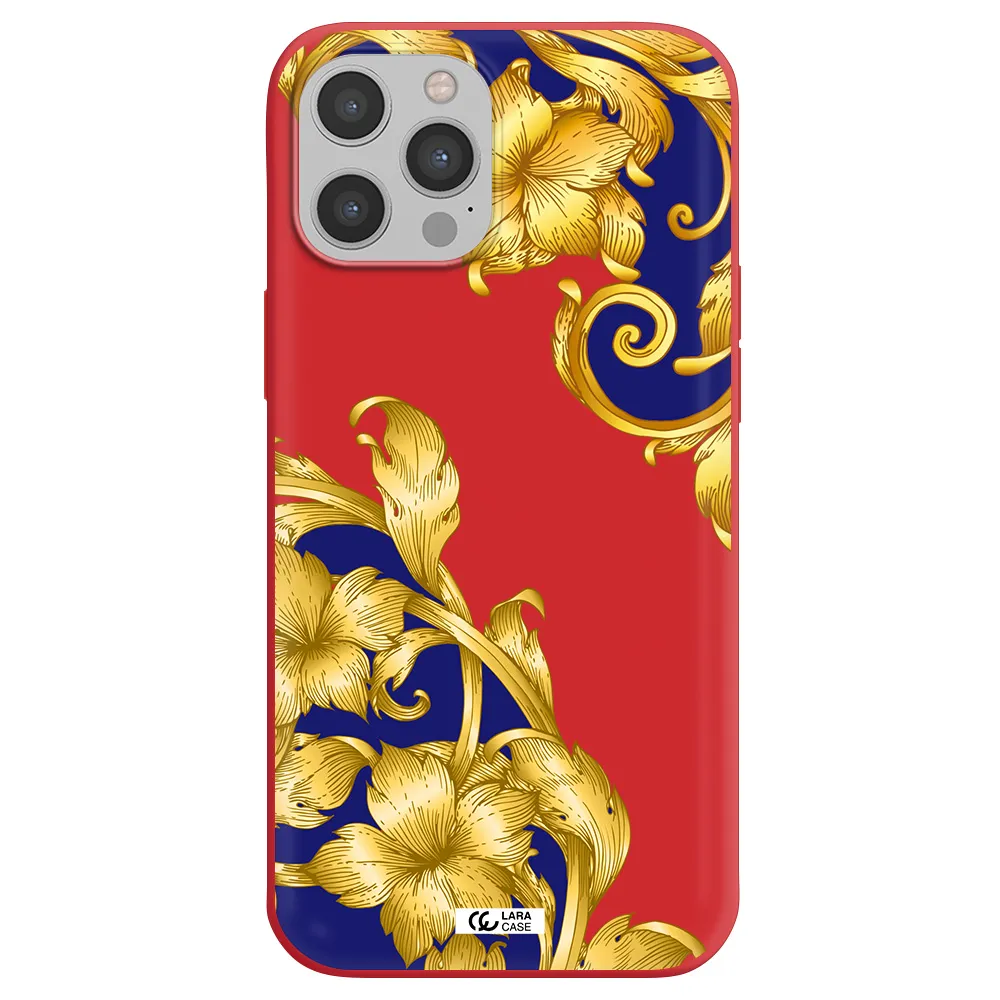Golden Baroque Apple iPhone 12 pro max Silicone Imperial Red Case