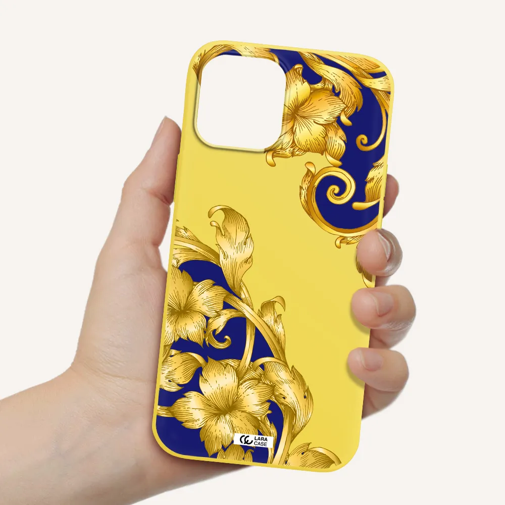 Golden Baroque Apple iPhone 12 pro Silicone canary yellow Case