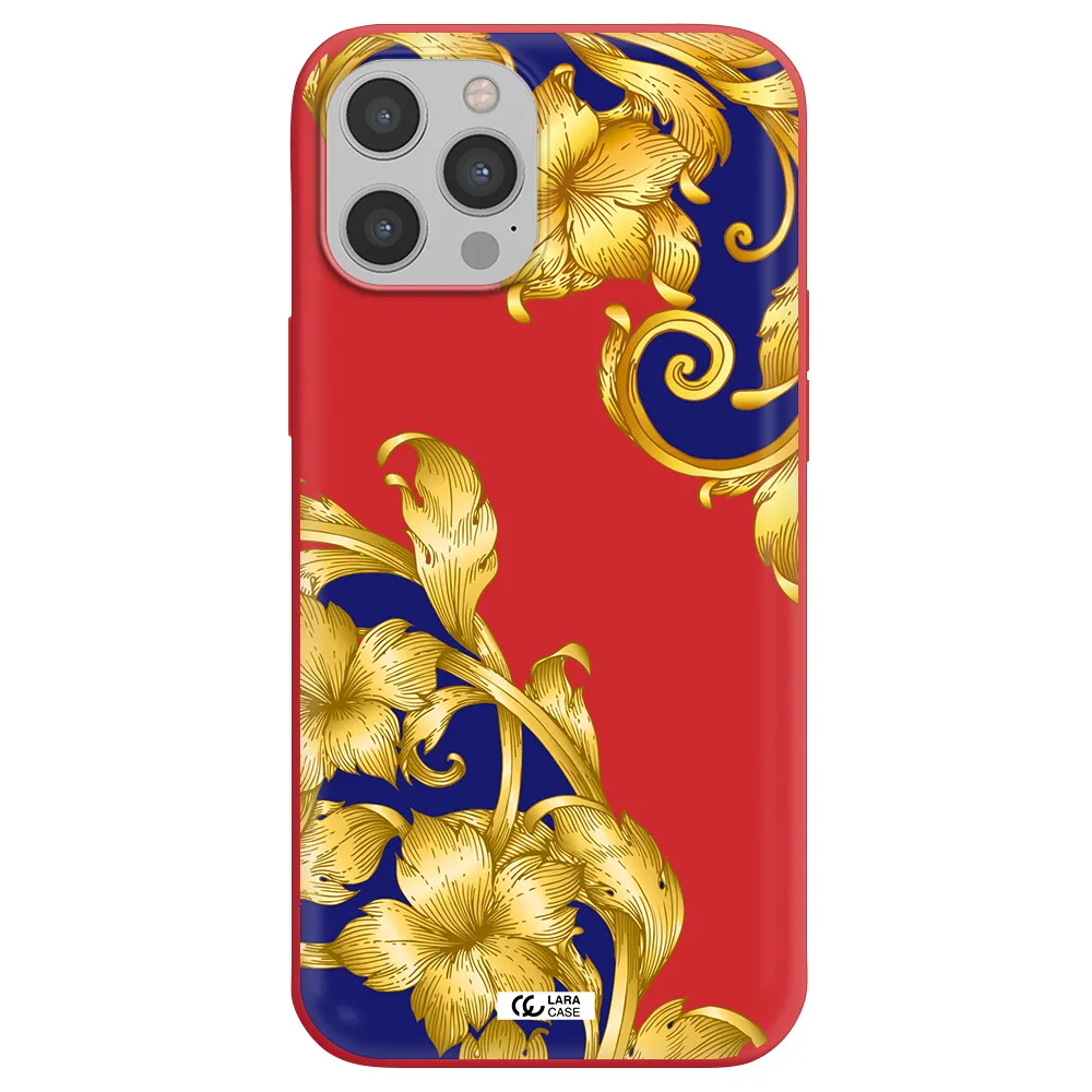 Golden Baroque Apple iPhone 12 pro Silicone Imperial Red Case