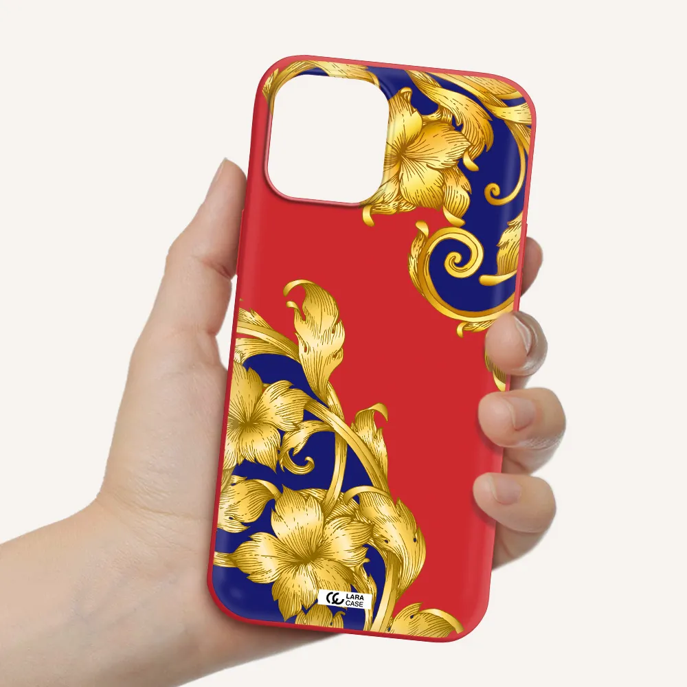 Golden Baroque Apple iPhone 12 pro Silicone Imperial Red Case