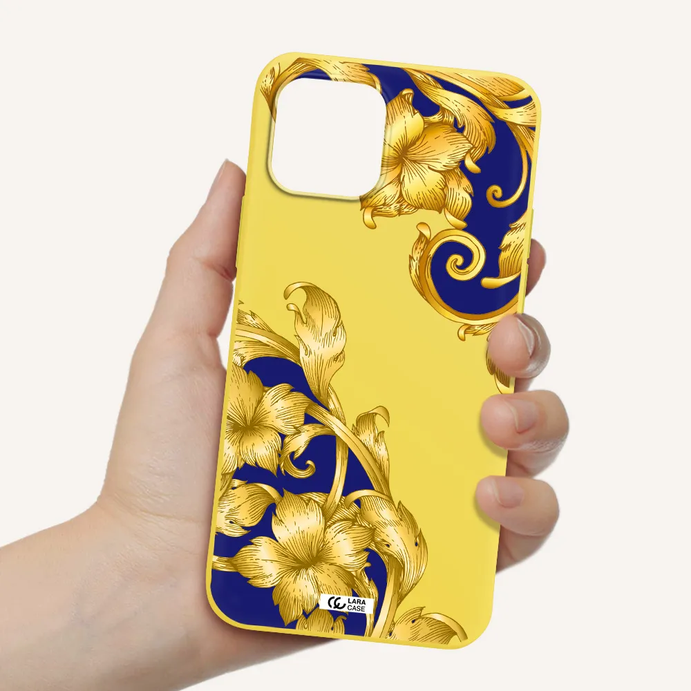 Golden Baroque Apple iPhone 12 Silicone canary yellow Case