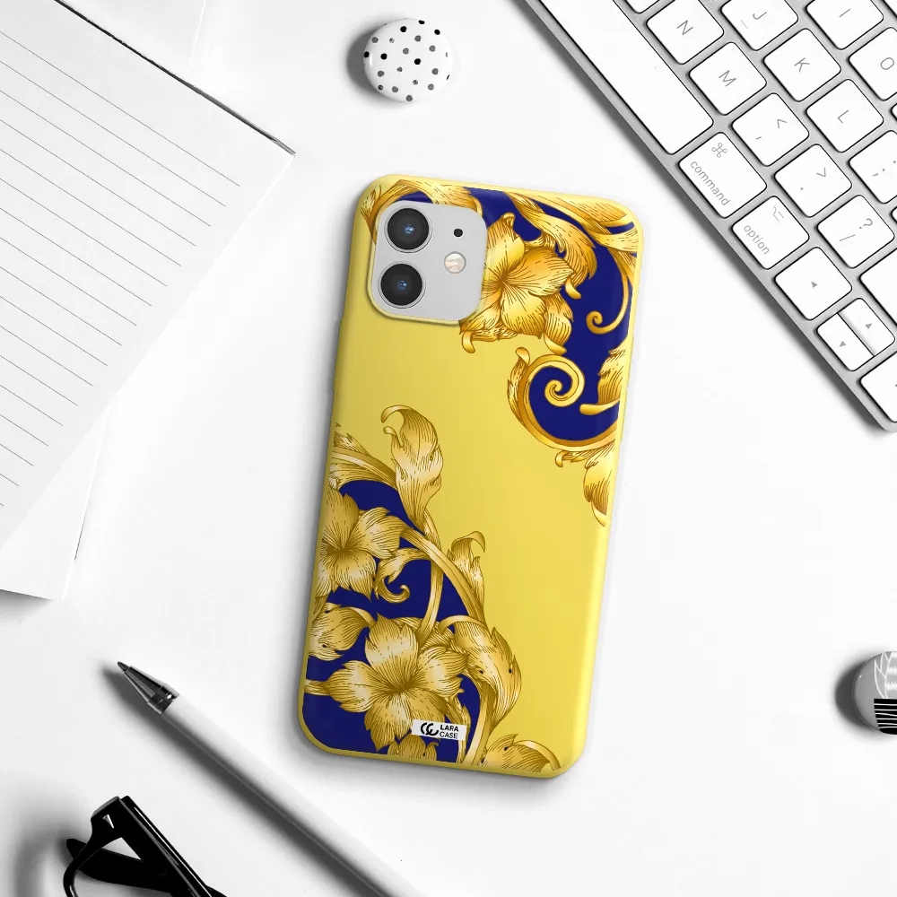Golden Baroque Apple iPhone 12 Silicone canary yellow Case