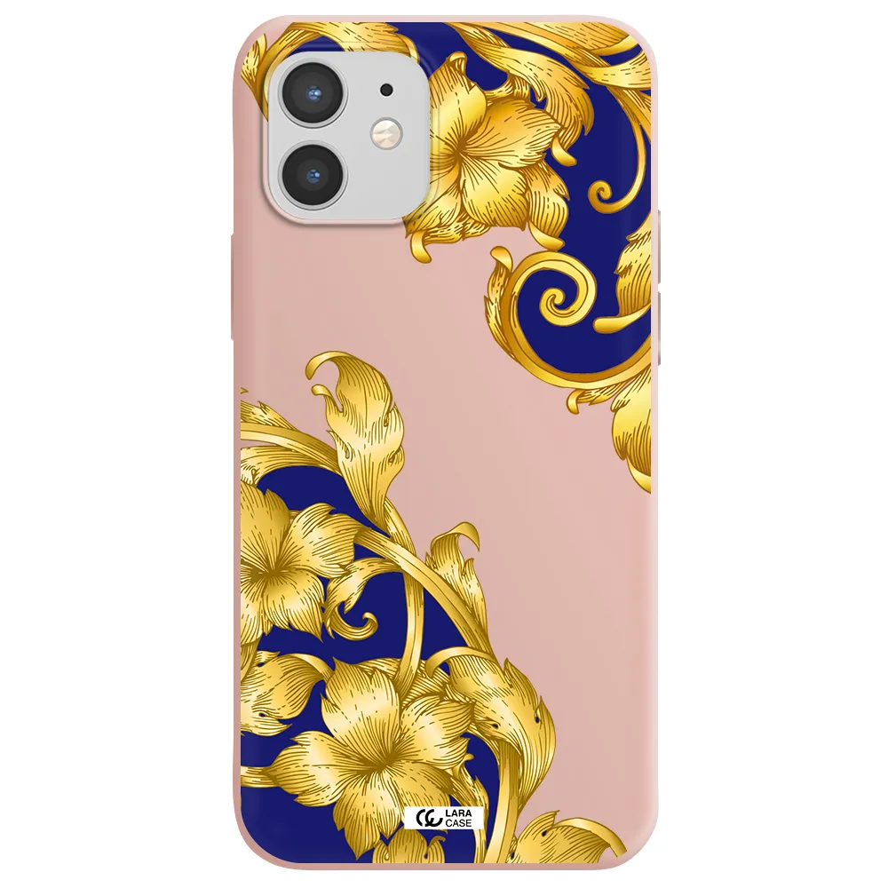 Golden Baroque Apple iPhone 12 Silicone pastel pink Case