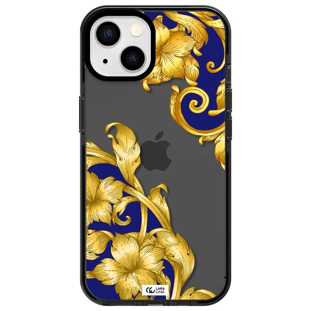 Golden Baroque Apple iPhone 13 impact Smoke Black Case