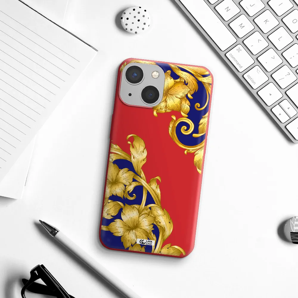 Golden Baroque Apple iPhone 13 mini Silicone Imperial Red Case