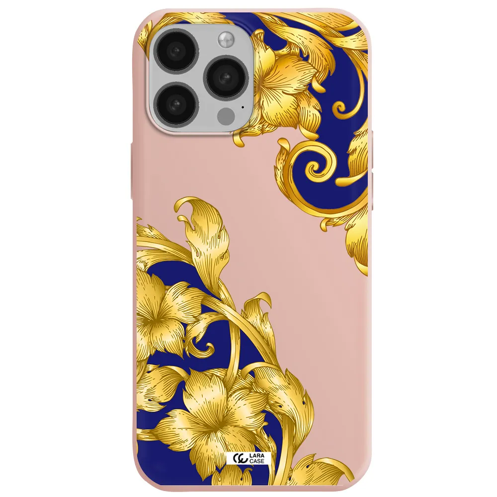 Golden Baroque Apple iPhone 13 Pro Max Silicone pastel pink Case