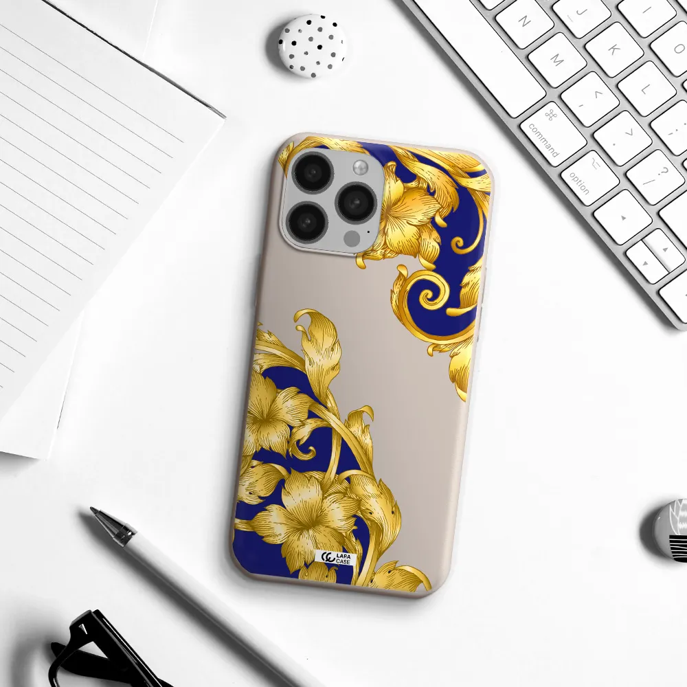 Golden Baroque Apple iPhone 13 Pro Max Silicone Stone Case