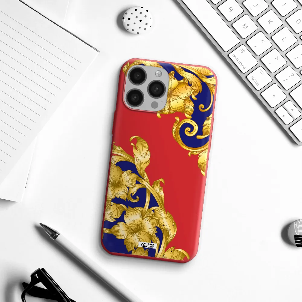 Golden Baroque Apple iPhone 13 Pro Silicone Imperial Red Case