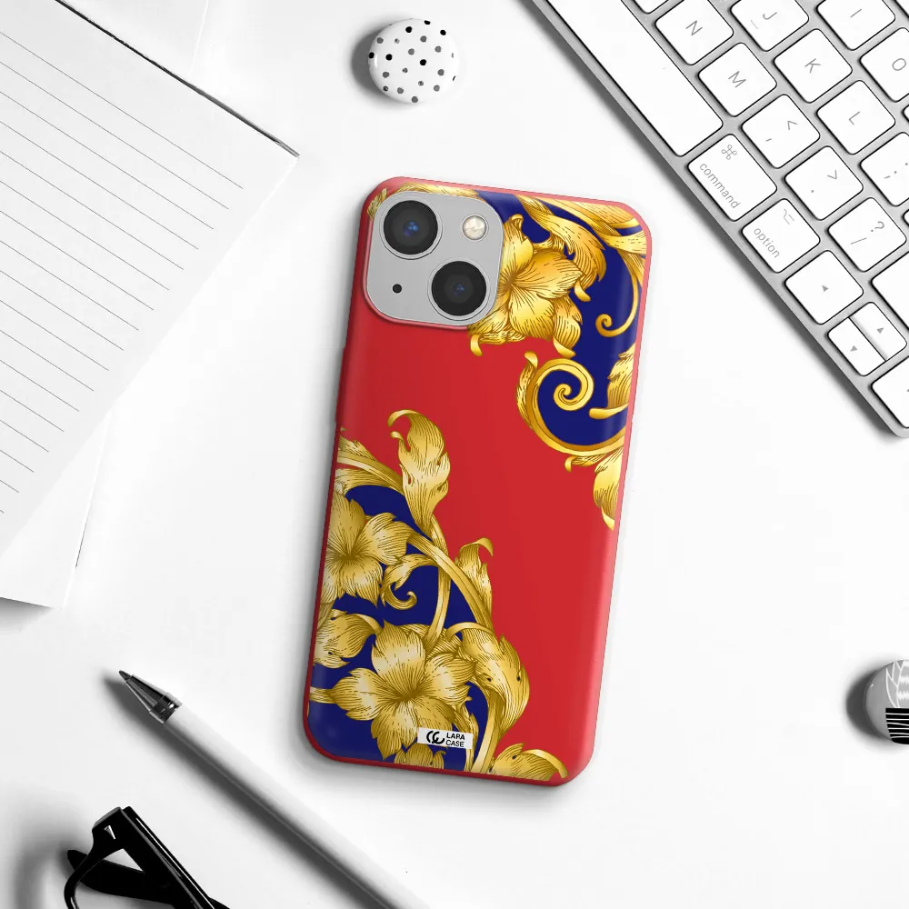 Golden Baroque Apple iPhone 13 Silicone Imperial Red Case