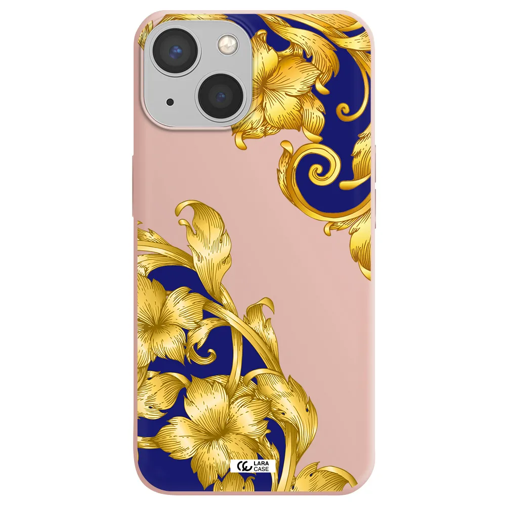 Golden Baroque Apple iPhone 13 Silicone pastel pink Case