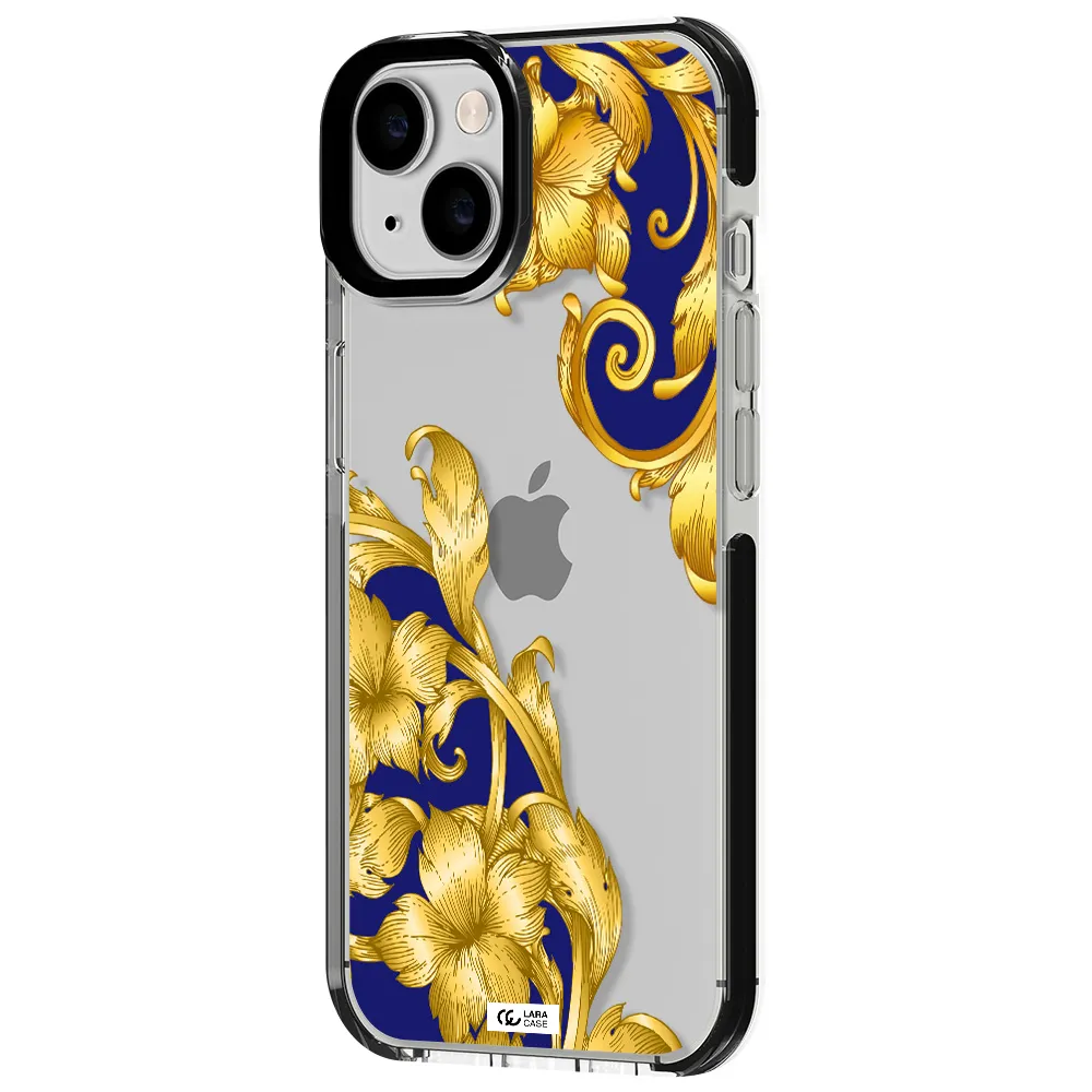 Golden Baroque Apple iPhone 14 impact black border Case