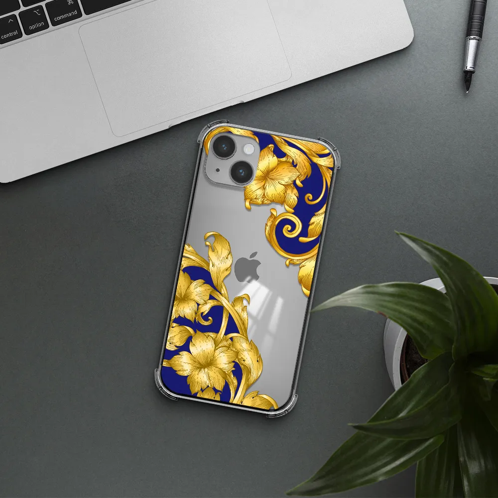 Golden Baroque Apple iPhone 14 plus Clear PC Case