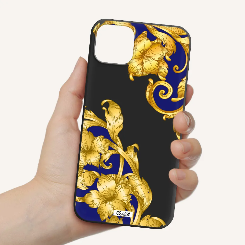 Golden Baroque Apple iPhone 14 plus Silicone black Case