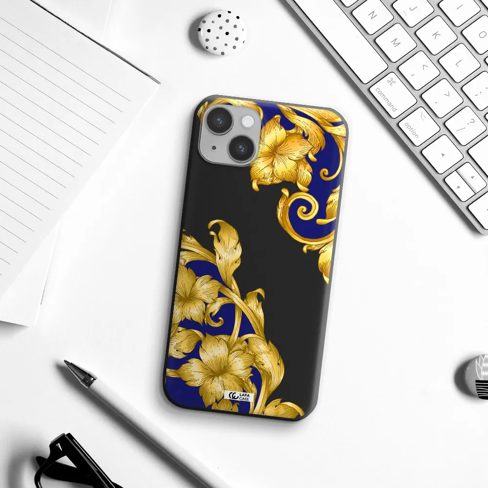 Golden Baroque Apple iPhone 14 plus Silicone black Case