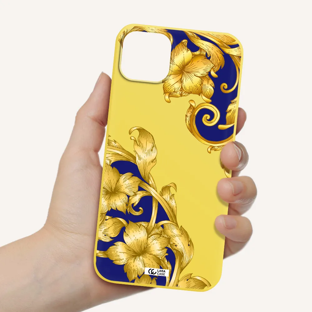 Golden Baroque Apple iPhone 14 plus Silicone canary yellow Case
