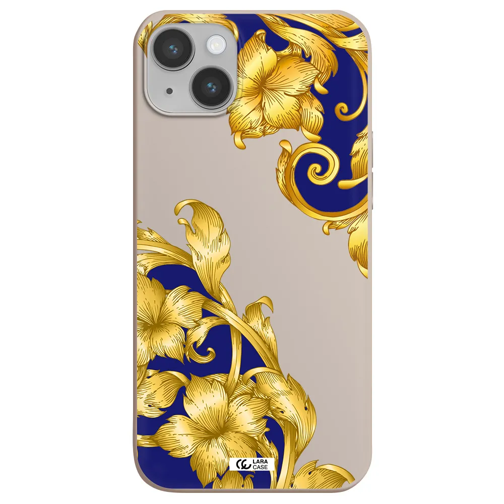 Golden Baroque Apple iPhone 14 plus Silicone Stone Case
